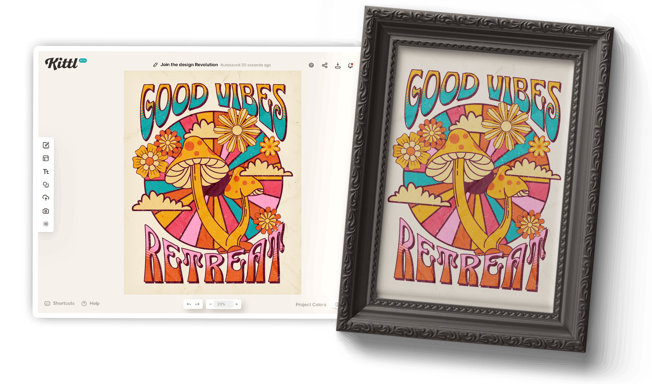 Psychedelic Kittl to printed poster design.