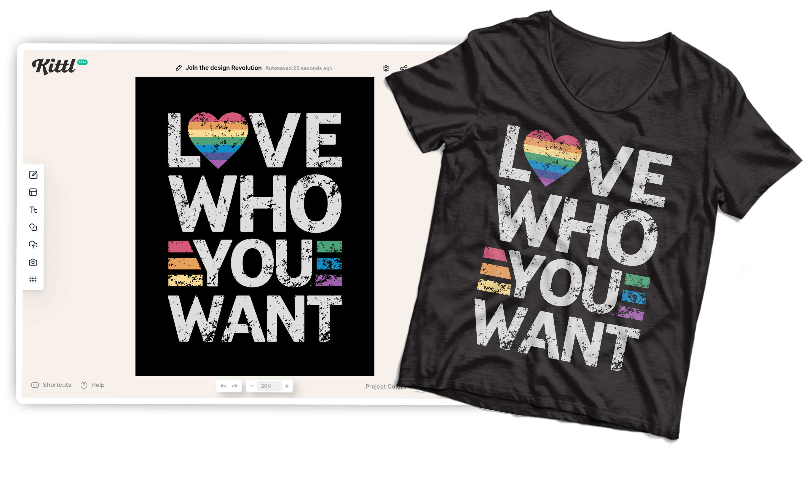 Alternative pride design template from Kittl to T-shirt.