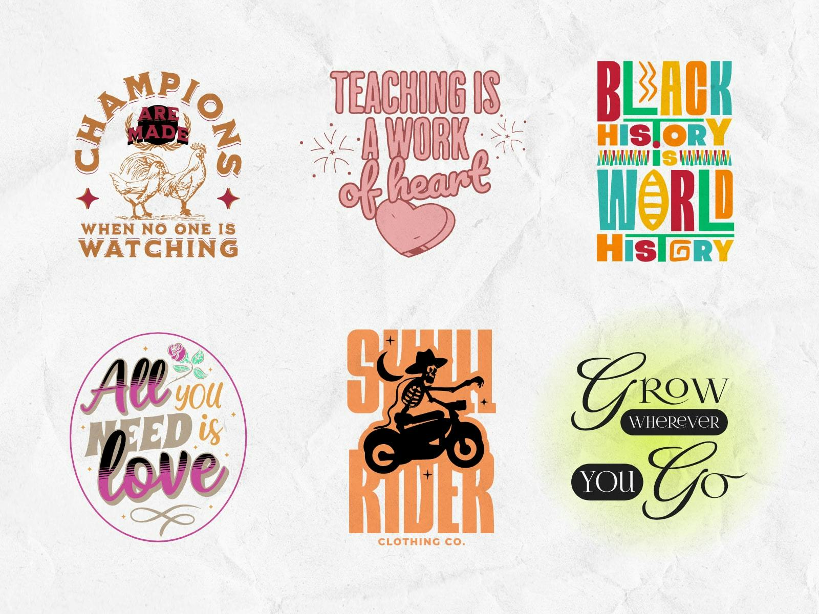 Typography T-Shirts: Collection of typography t-shirts