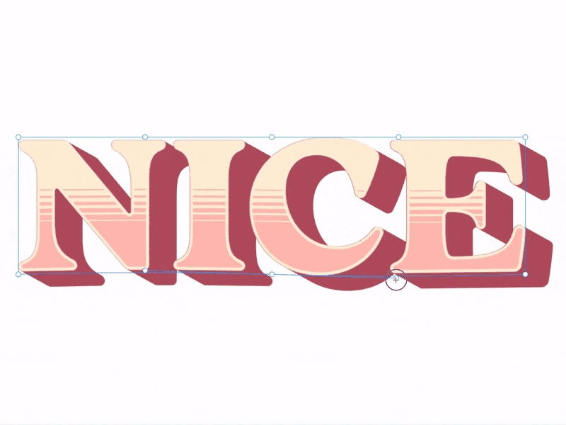 Colorful text being transformed without breaking added text effects.