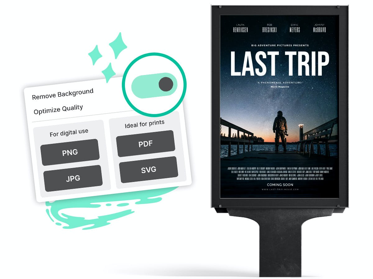 Easy export options for large scale poster designs.