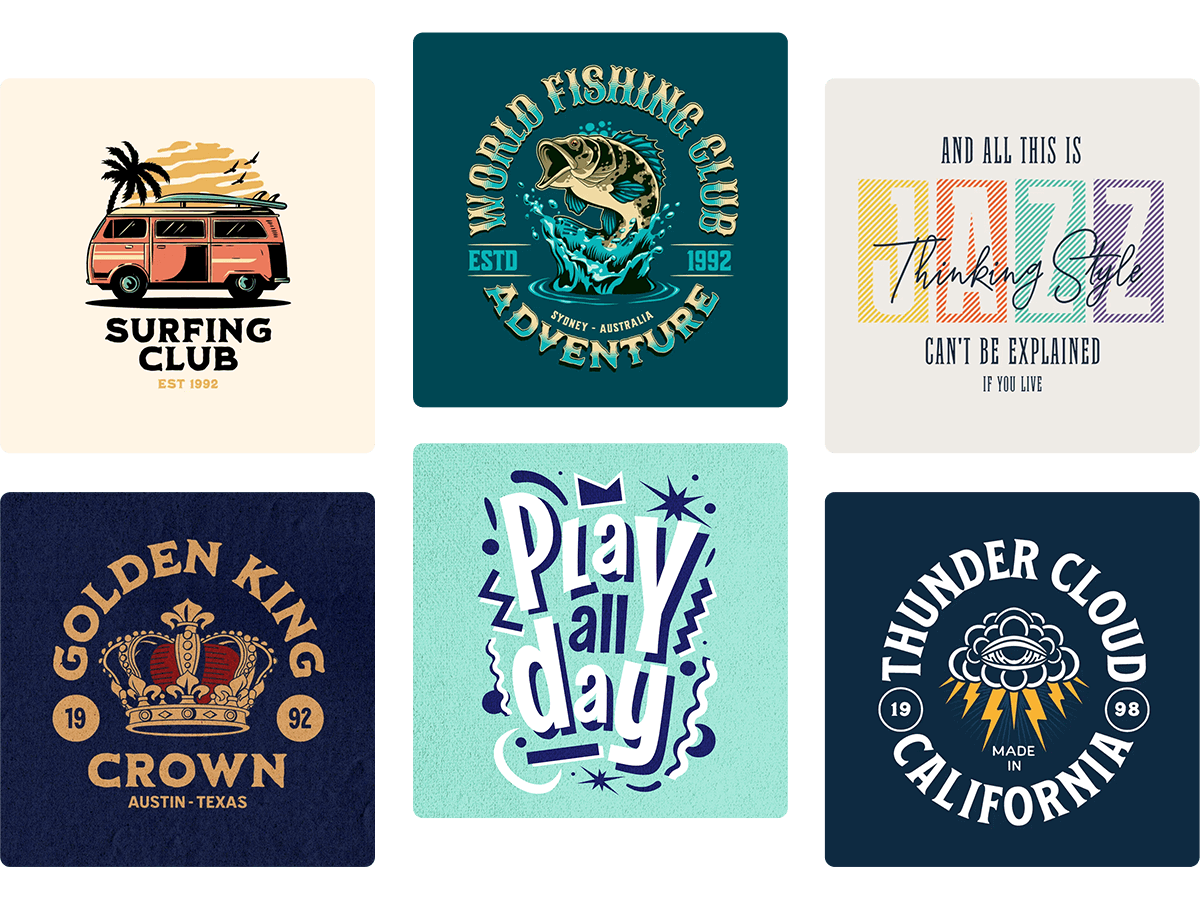 Minimalistic and vintage custom t-shirt designs