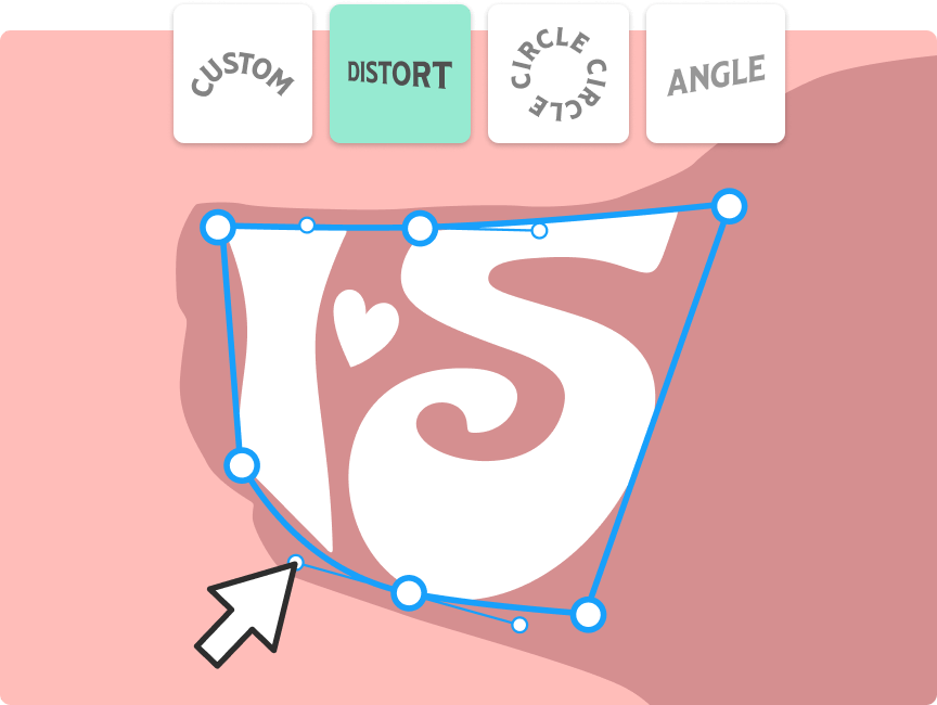 Transformation on distorted text in a shape of a dog.
