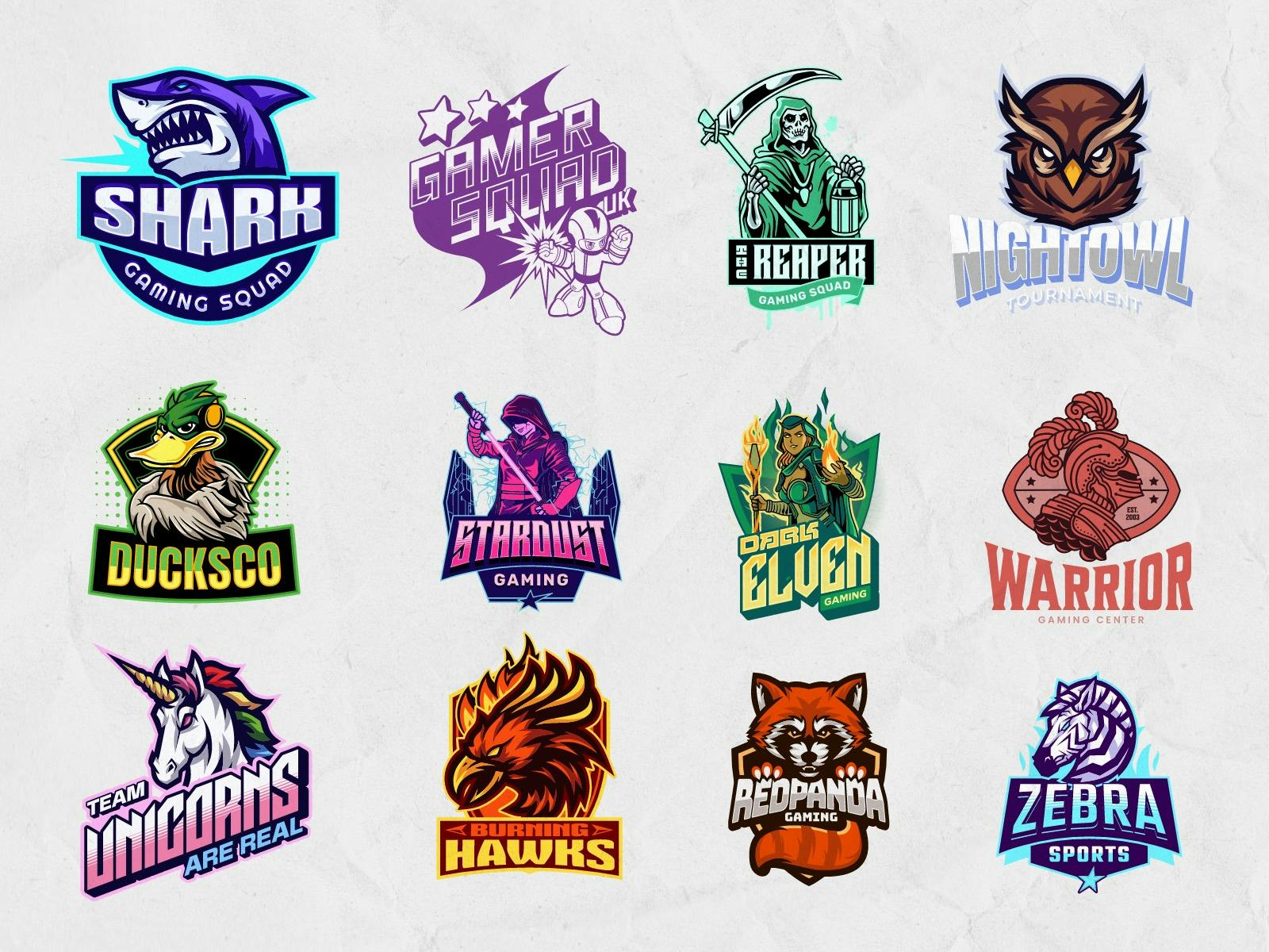 collection of 12 popular gaming logos available in kittl