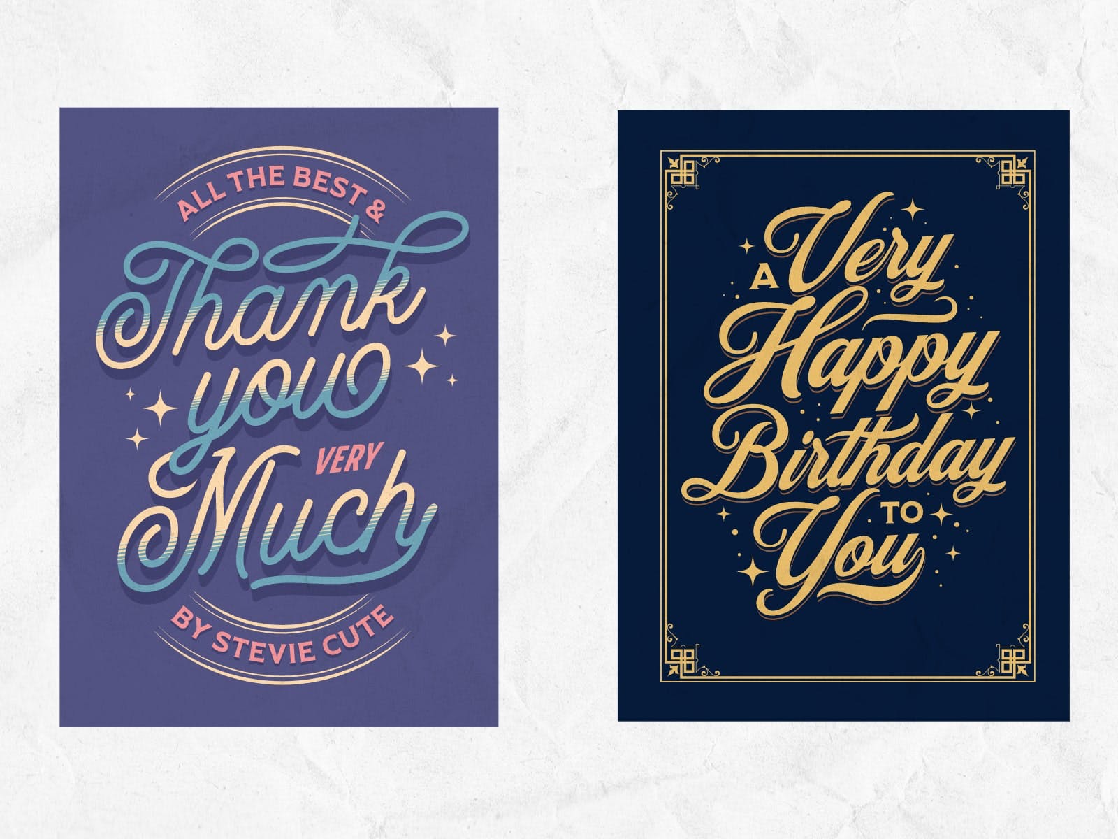 Elegant Lettering Card: Collection of elegant lettering greeting cards