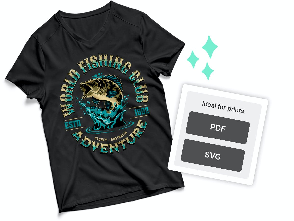 Word Fishing Club Adventure on T-Shirt