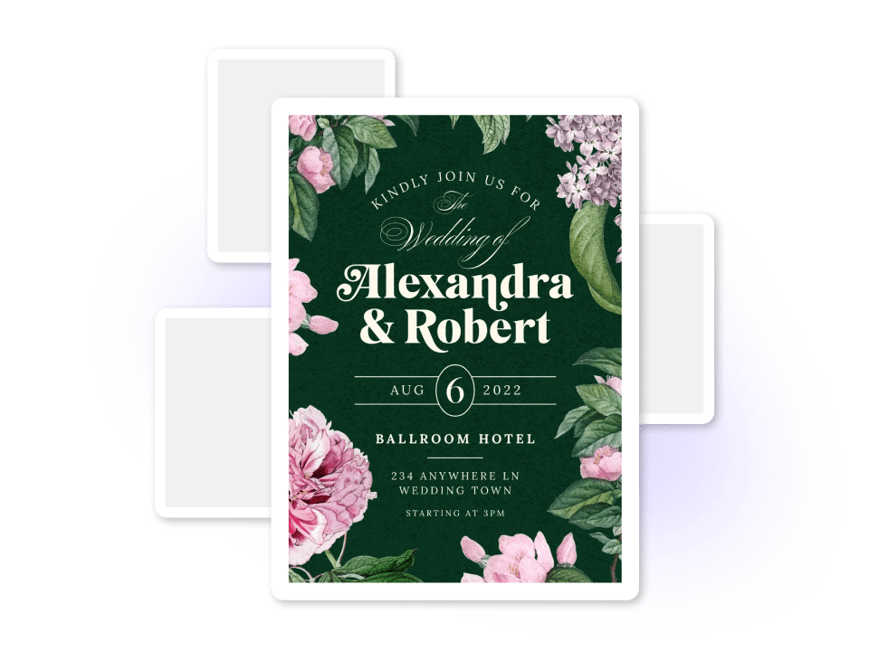 Example floral wedding invitation template.