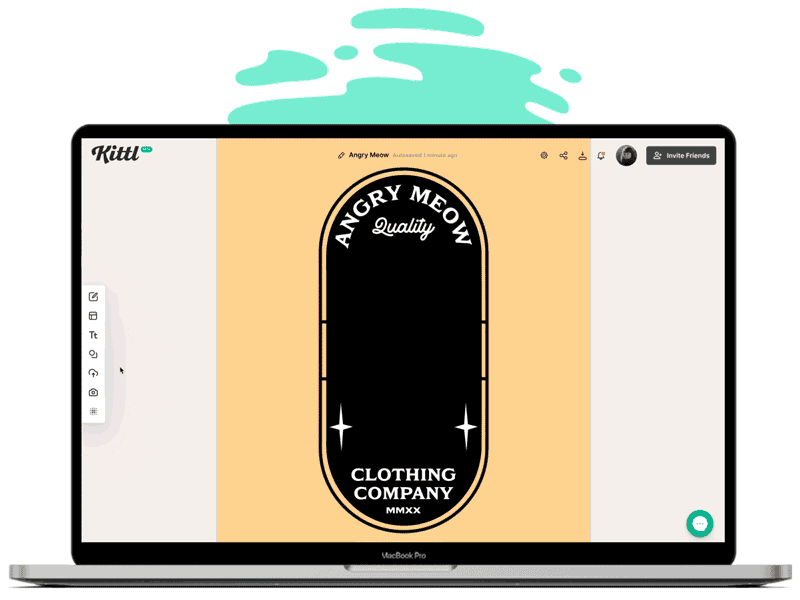 Tattoo style panther's head being inserted into a clothing company's logo design with simple and easy drag'n'drop function.