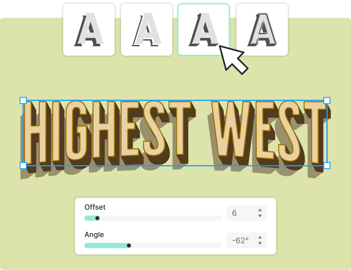 Different text shading options in Kittl
