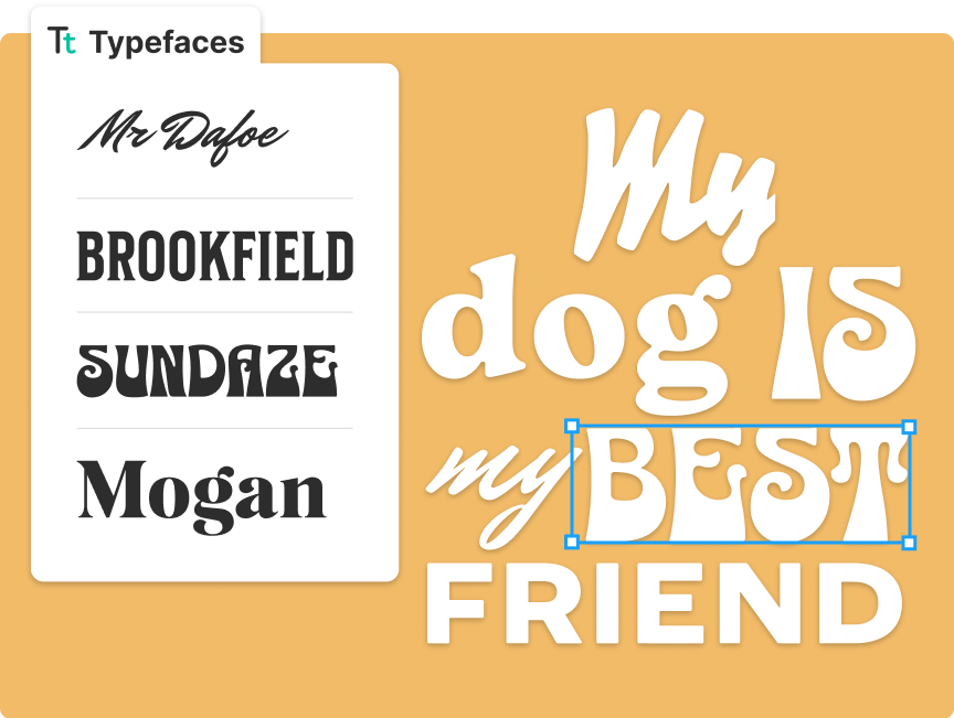 Kittl's font library for sports t-shirts