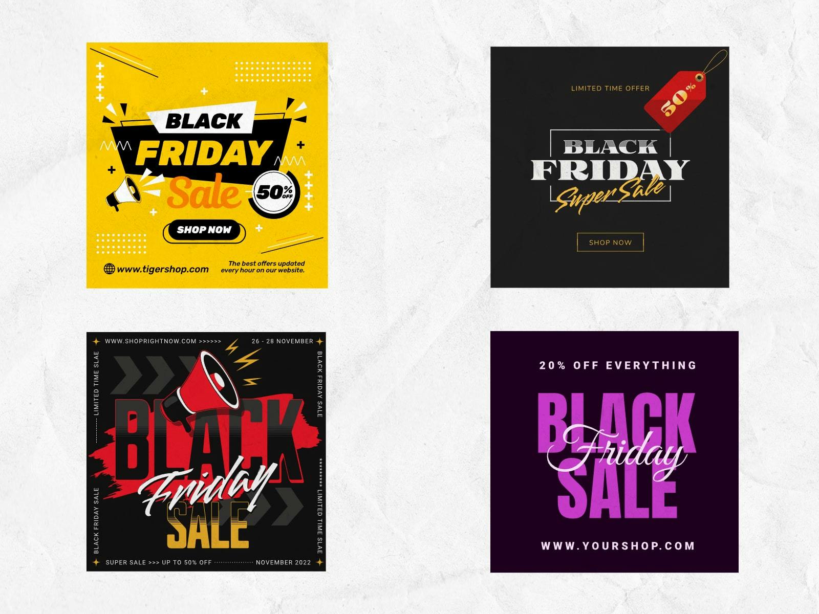 Black Friday Promotion Social Post: Black Friday promotional social media post designs