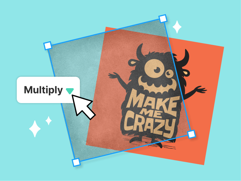 Grungy texture with multiply settings is added to fun monster illustration to create a contrasty effect.