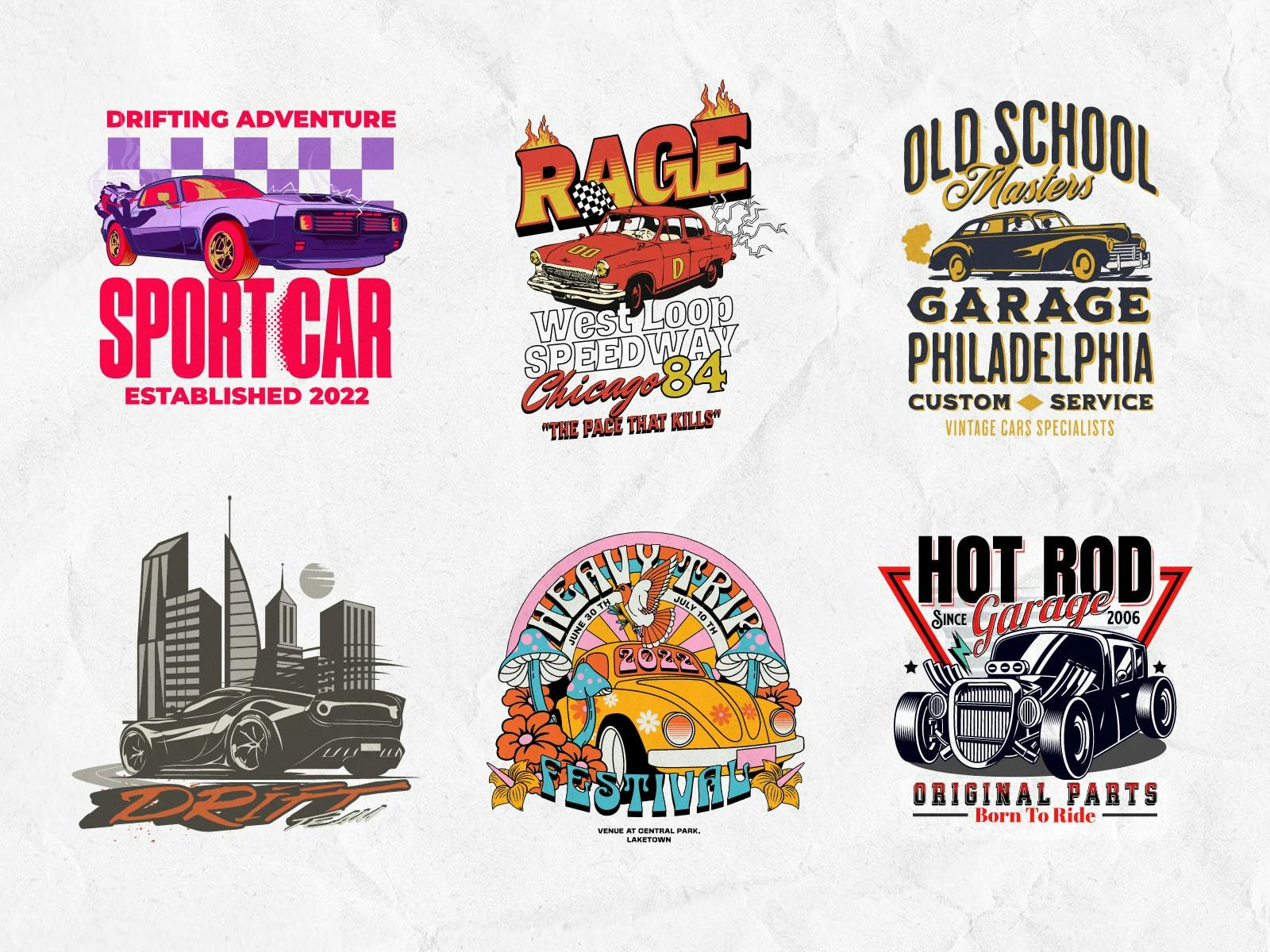 Sleek and stylish vehicle t-shirt templates