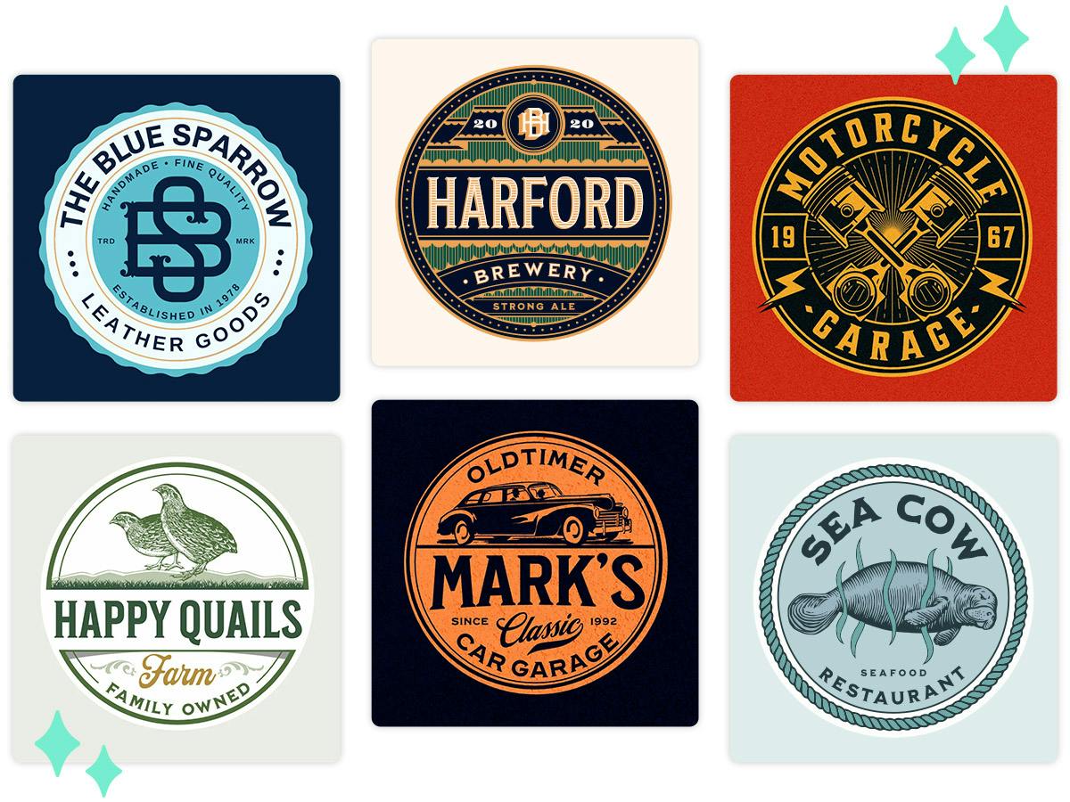 Retro and coloful badge design inspiration.