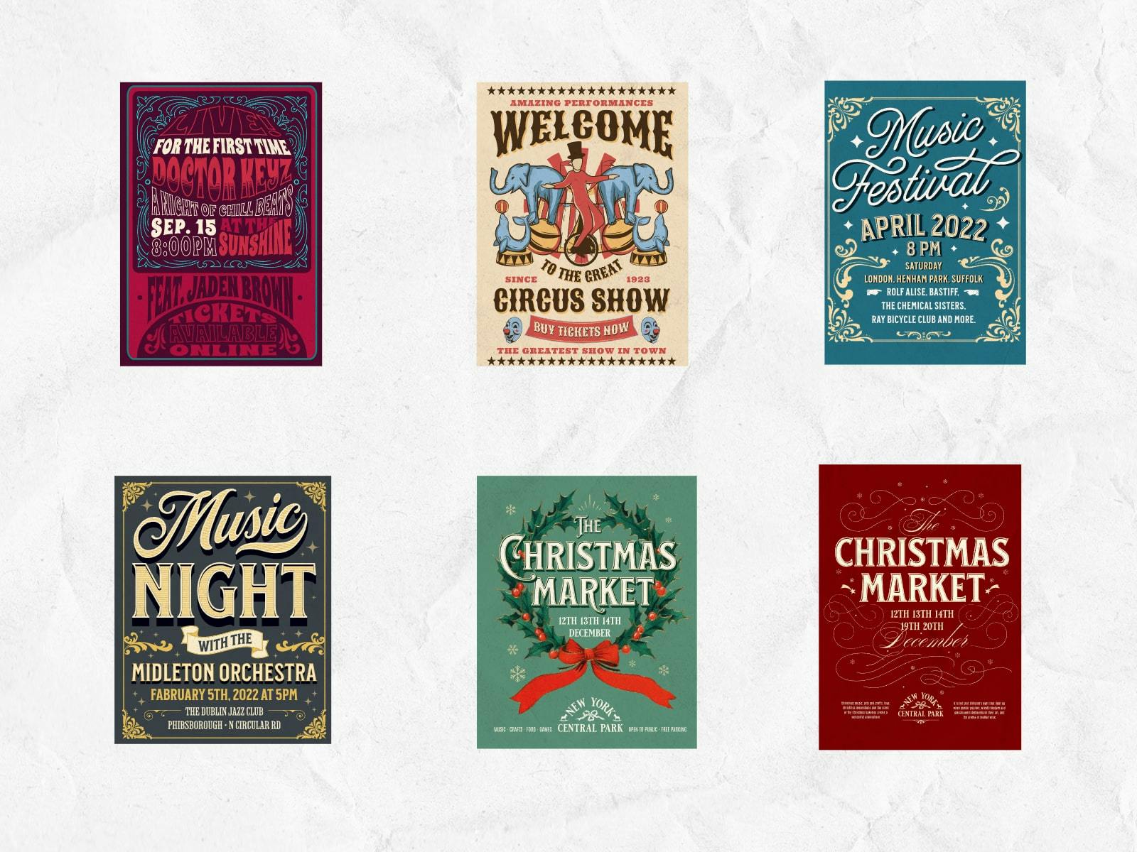 A selection of memorable event poster templates