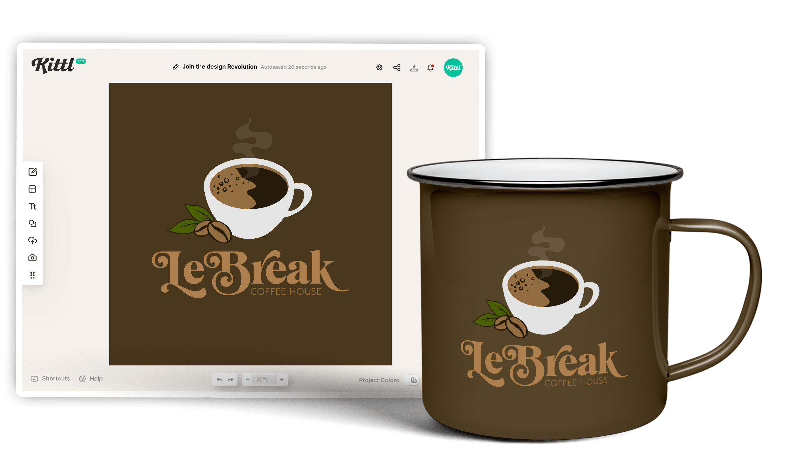 Logo maker - Logo design in Kittl can be used on many products auch as mugs.