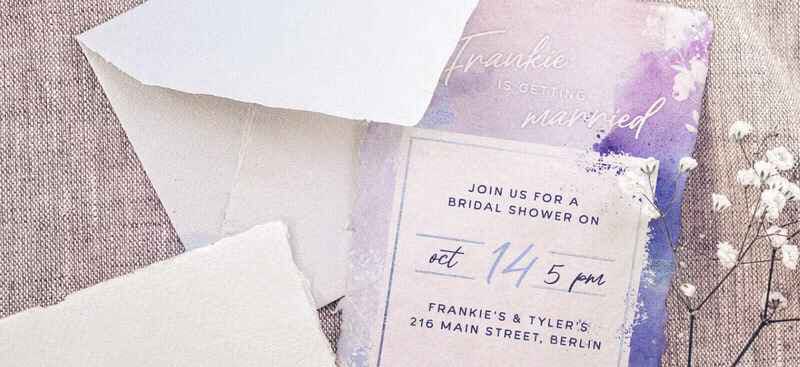 Purple bridal shower invitation template tutorial.