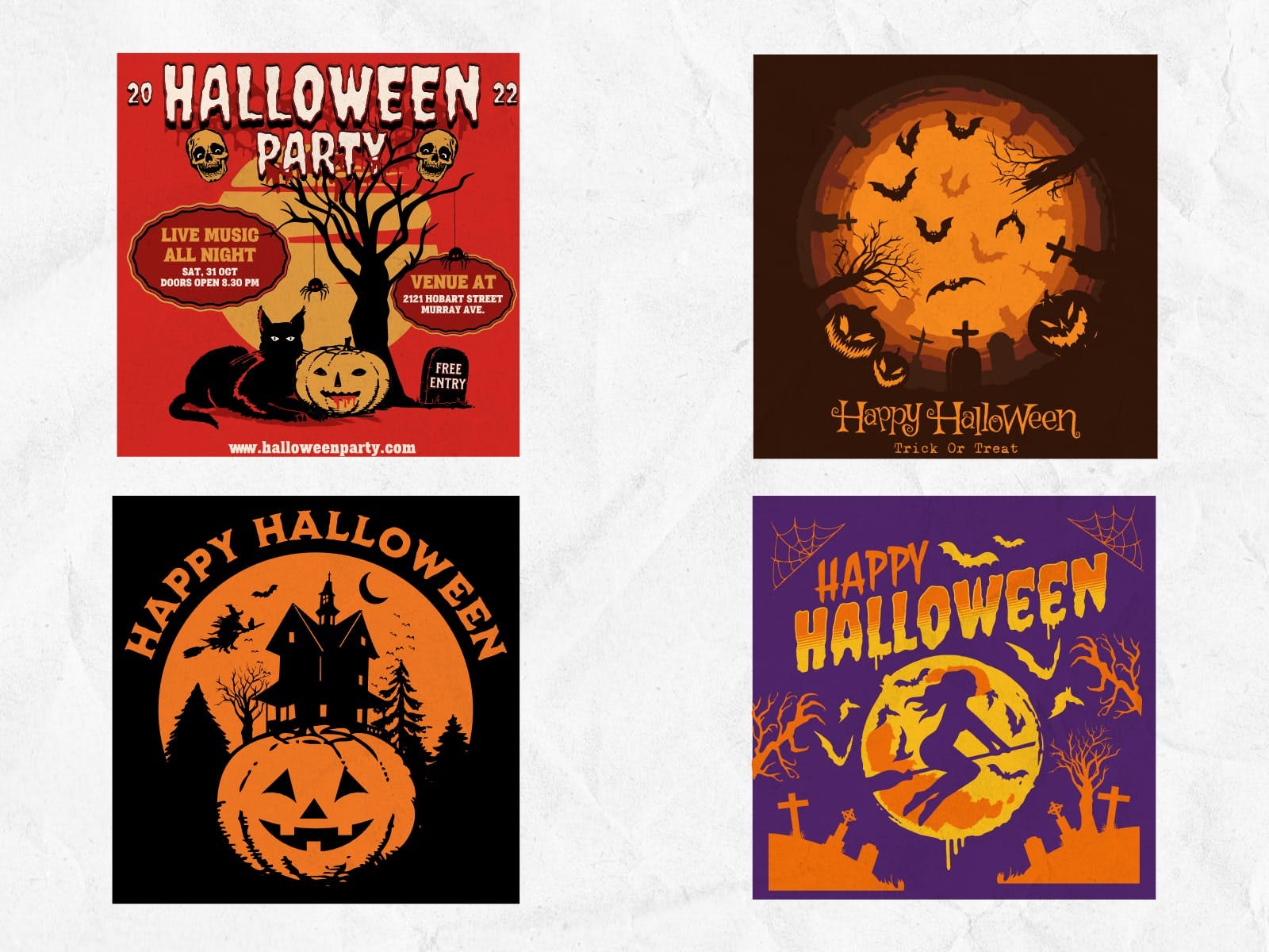 Halloween Social Media Social Post: Halloween-themed social media post designs