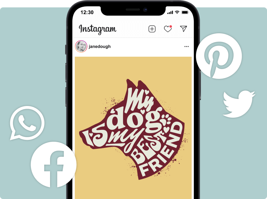 Dog dedicated design shared on Instagram.