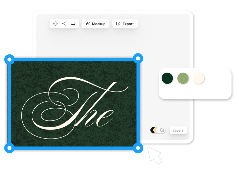 Editing feature in Kittl allowing users to change the text in a template, along with colors. 